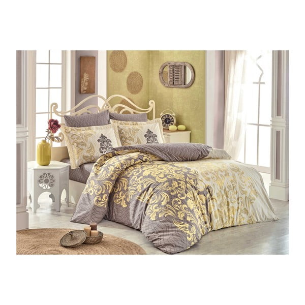 Pamučna posteljina za bračni krevet s plahtom Valmont, 200 x 220 cm