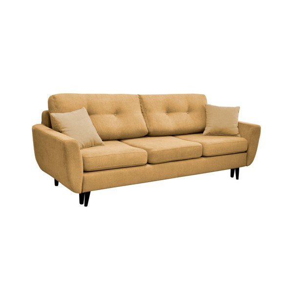 Žuti trosjed na razvlačenje s crnim nogama Mazzini Sofas Jasmin-image-4