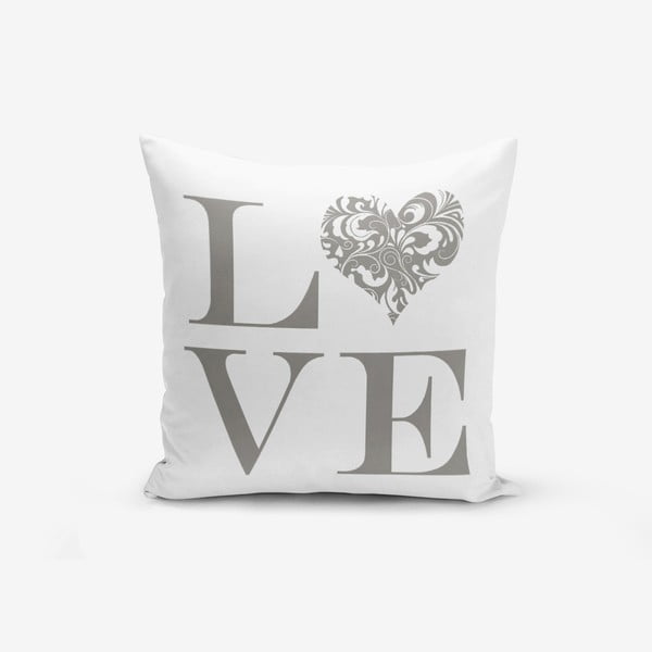 Pamučna ukrasna jastučnica Minimalist Cushion Covers Love Grey, 45 x 45 cm