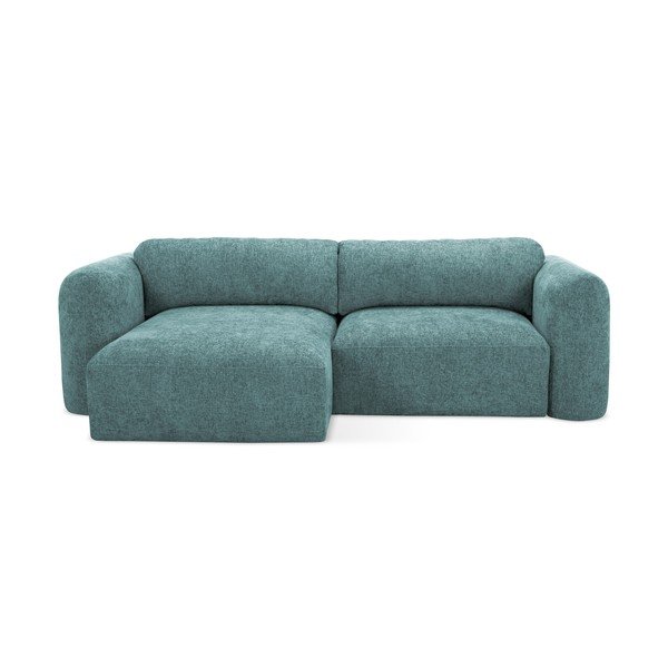 Plava sklopiva/s prostorom za pohranu kutna garnitura od šenila (s lijevim kutom/s ležaljkom) Mele – Makamii