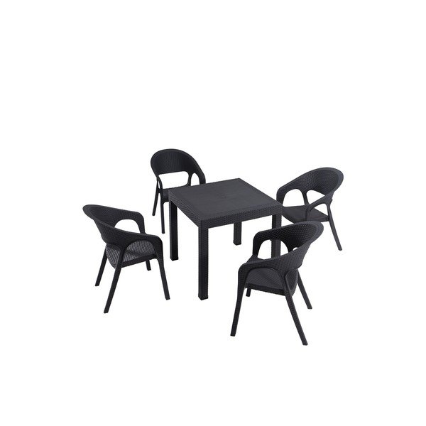 Antracitno sivi vrtni blagovaonski set za 4 osobe Garden – Floriane Garden