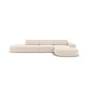 Kutna garnitura od bež baršuna (desni kut) Jodie - Micadoni Home