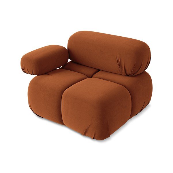 Narančasta baršunasti modularna sjedeća garnitura (s lijevim kutom) Lokua – Makamii-image-3