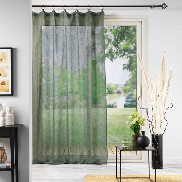 Kaki zelena prozirna zavjesa 140x240 cm Linka – douceur d'intérieur-image-2