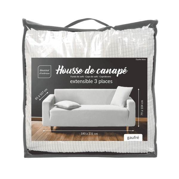 Krem rastezljiva presvlaka za sjedeću garnituru trosjed Sacha – douceur d'intérieur-image-3