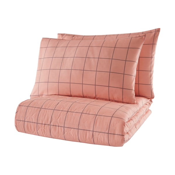 Ružičasti prekrivač s 2 jastučnice od ranforce pamuka Mijolnir Piga, 225 x 240 cm