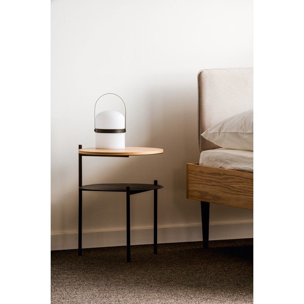 Crni/u prirodnoj boji noćni ormarić s pločom stola u dekoru hrasta Tu – noo.ma-image-2