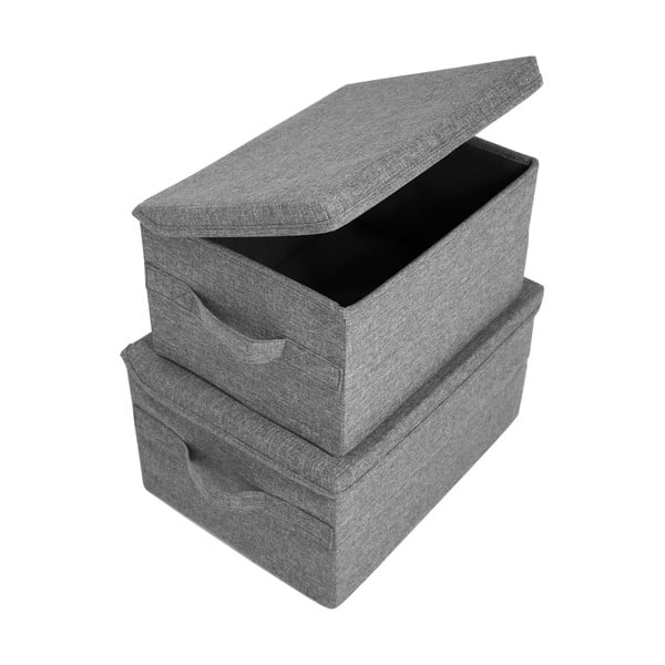 Siva tekstilna kutija za pohranu s poklopcem 45x34x25 cm Soft Storage – Bigso-image-3