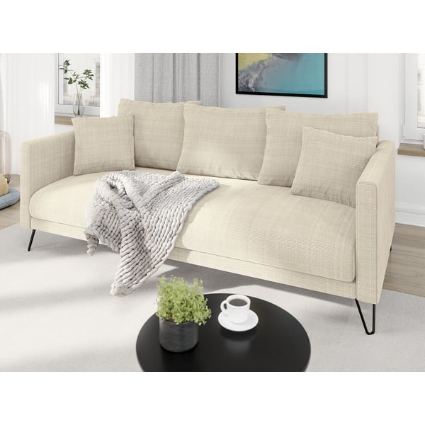 Krem sofa od šenila 200 cm Freya – Ropez-image-3