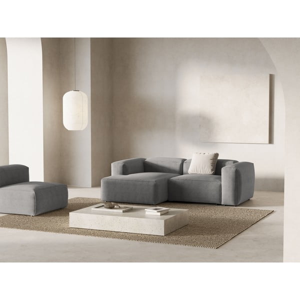 Svijetlo siva kutna garnitura od samta (s lijevim kutom/s ležaljkom) Bergamo – Cosmopolitan Design-image-1