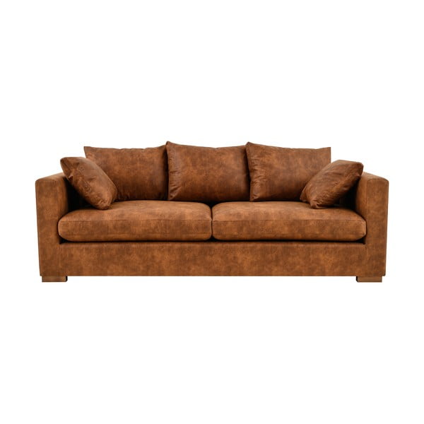 Konjak smeđa sofa od imitacije kože 225 cm Hamburg – Scandic-image-2