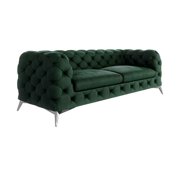 Tamno zelena baršunasti sofa 225 cm Chelsea – Ropez-image-1
