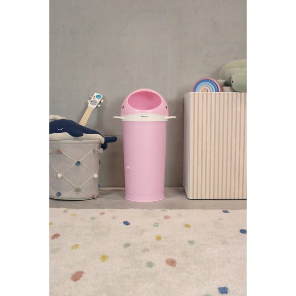 Ružičasta plastična kanta za smeće za pelene 25 l Whale – Kindsgut-image-1