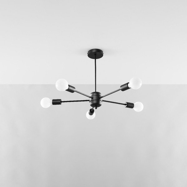 Crna stropna svjetiljka 66x66 cm Benedett – Sollux-image-3