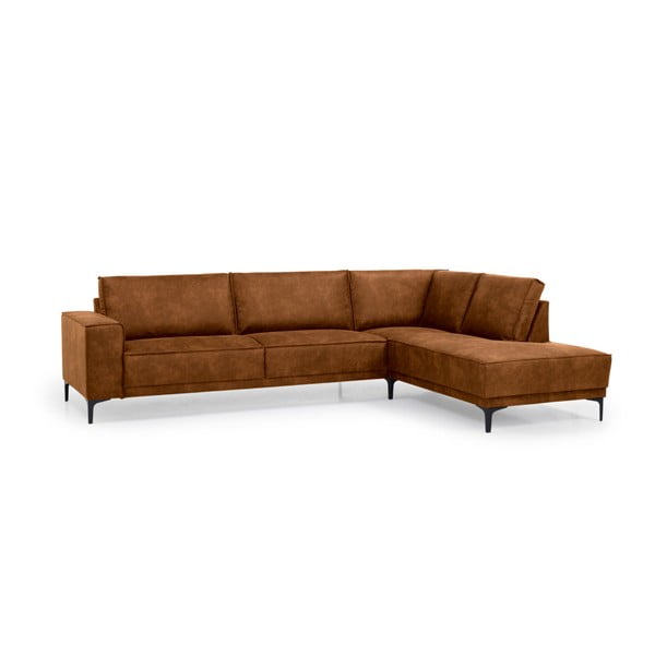 Konjak smeđa kutna garnitura od imitacije kože (s desnim kutom) Copenhagen – Scandic-image-2