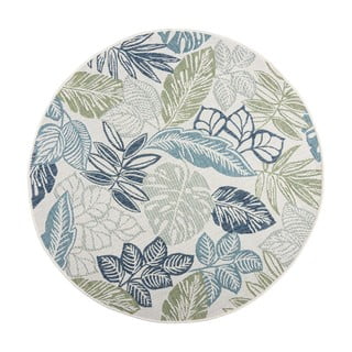 Zeleni/plavi okrugao unutarnji i vanjski tepih ø 160 cm Bella Leaf – Flair Rugs