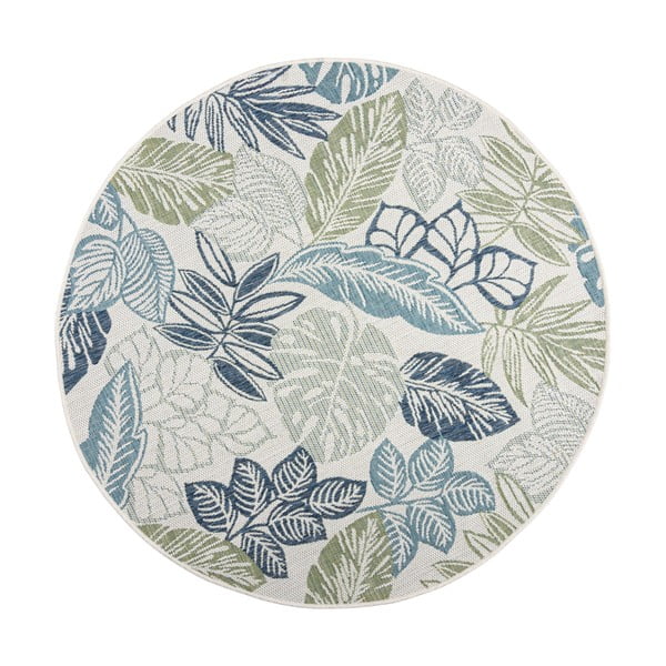 Zeleni/plavi okrugao unutarnji i vanjski tepih ø 160 cm Bella Leaf – Flair Rugs