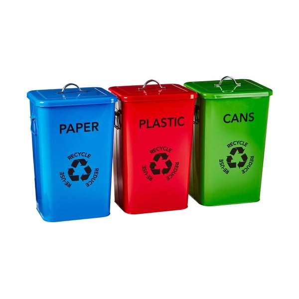 Željezna kanta za smeće 3 kom za odvojeni otpad 26 l – Premier Housewares