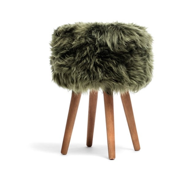 Stolica s tamnozelenim sjedalom od ovčje kože Royal Dream, ⌀ 30 cm