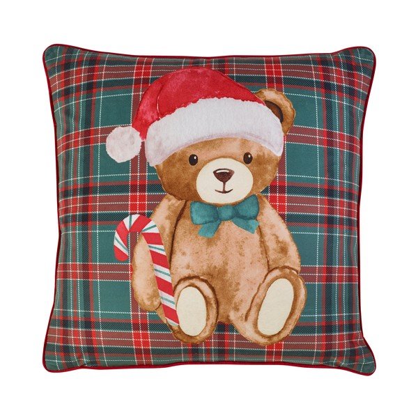 Ukrasni jastuk s božićnim motivom 45x45 cm Christmas Tartan Teddy Bear – Catherine Lansfield