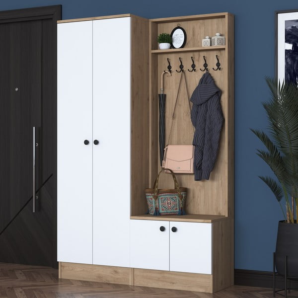 Bijela/prirodna garnitura za hodnik u dekoru oraha Theresa - Kalune Design-image-2