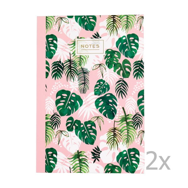 Set od 2 bilježnice s crtom s tropskim printom Rex London Tropical Palm