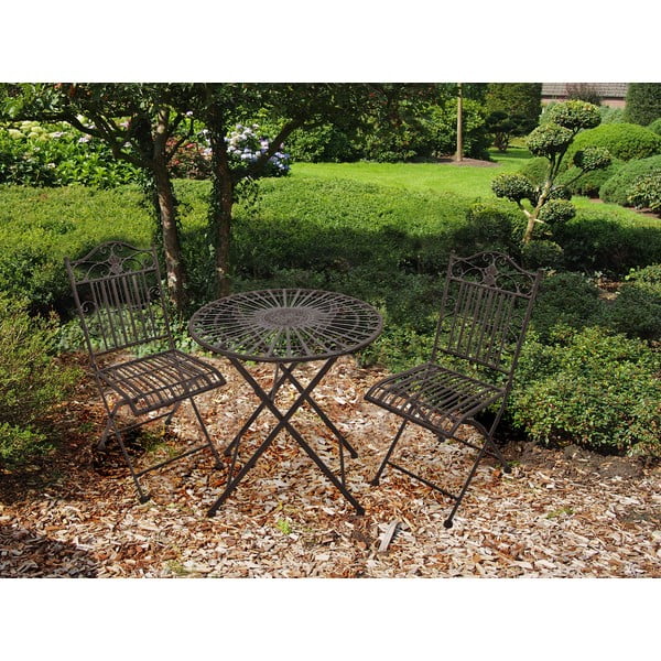 Tamno smeđi metalni vrtni blagovaonski set za 2 osobe – Garden Pleasure-image-2
