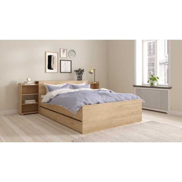 Bračni krevet u dekoru hrasta bez podnice 140x200 cm u prirodnoj boji Naia – Tvilum-image-2