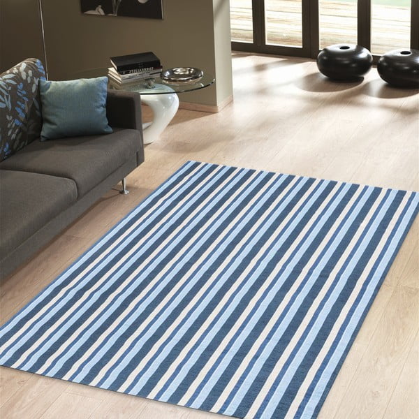 Vrlo izdržljiv kuhinjski tepih Webtappeti Stripes Blue, 130 x 190 cm