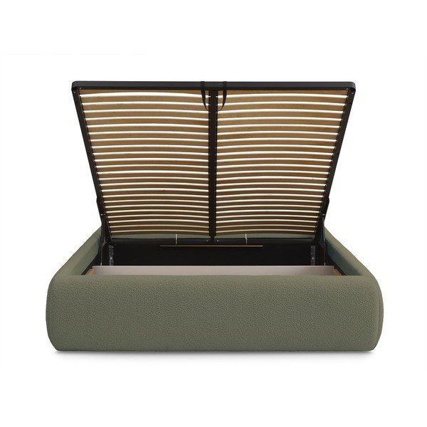 Tamno zeleni tapecirani bračni krevet s prostorom za odlaganje/bez uzglavlja s podnicom 180x200 cm Inera – Bobochic Paris-image-4