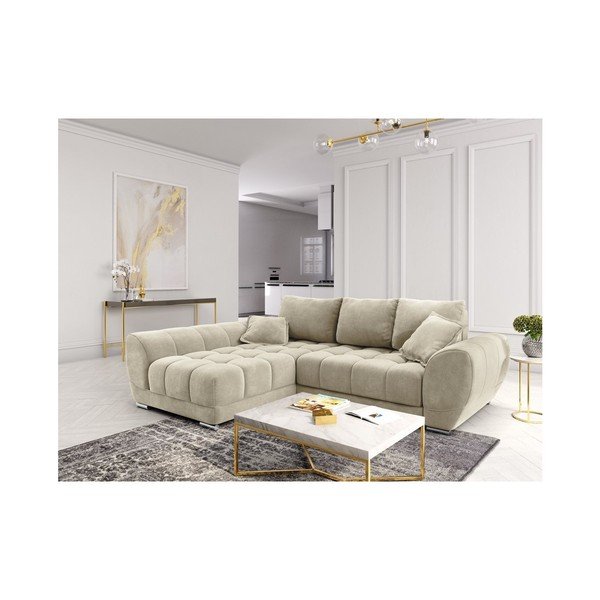 Bež baršunasta kutna garnitura Windsor & Co Sofas Nuage, lijevi kut-image-1