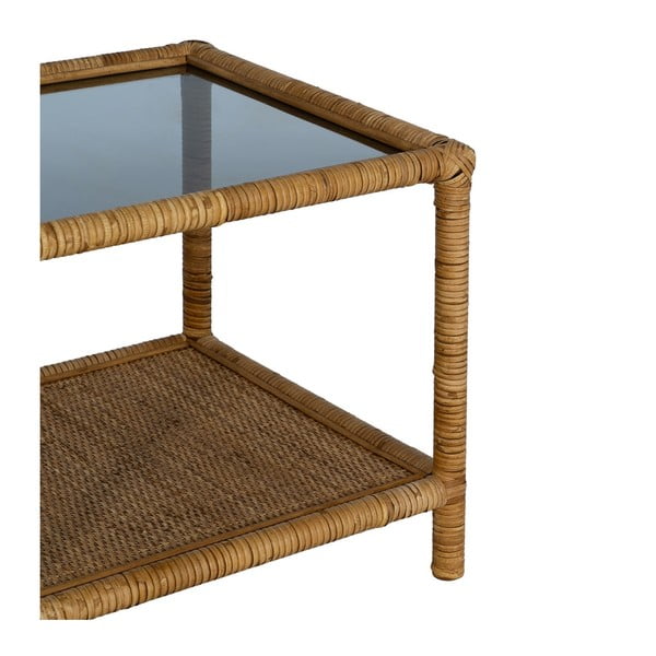 Stolić za kavu sa staklenom pločom stola u prirodnoj boji 40x90 cm – Ixia-image-4