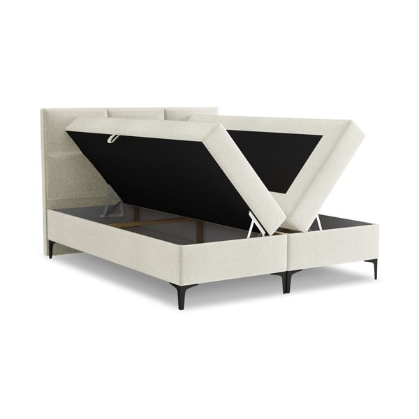 Bež boxspring krevet s prostorom za odlaganje 160x200 cm Pakalana – Makamii-image-1