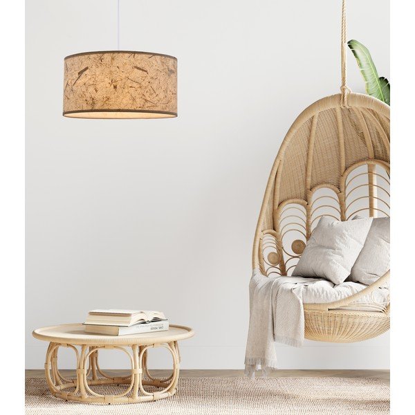 Bež viseća svjetiljka s tekstilnim sjenilom ø 30 cm Papirus – Candellux Lighting-image-1