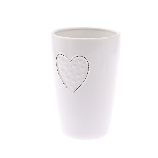 Bijela keramička vaza Dakls Hearts Dots, visina 18,3 cm