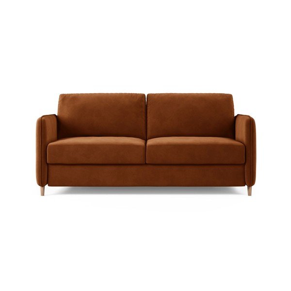 Baršunasti sofa za spavanje boja terakote 184 cm – Micadoni 