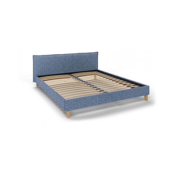 Plavi tapecirani bračni krevet s podnicom 180x200 cm Tina - Ropez