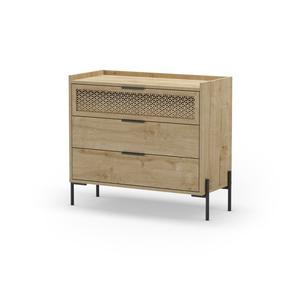 Niska komoda u dekoru hrasta u prirodnoj boji 90x80 cm Inca – Marckeric-image-2