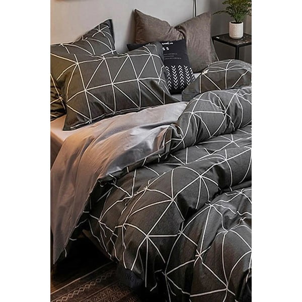 Tamno siva pamučna posteljina za krevet za jednu osobu/s produženom plahtom  160x220 cm - Mila Home