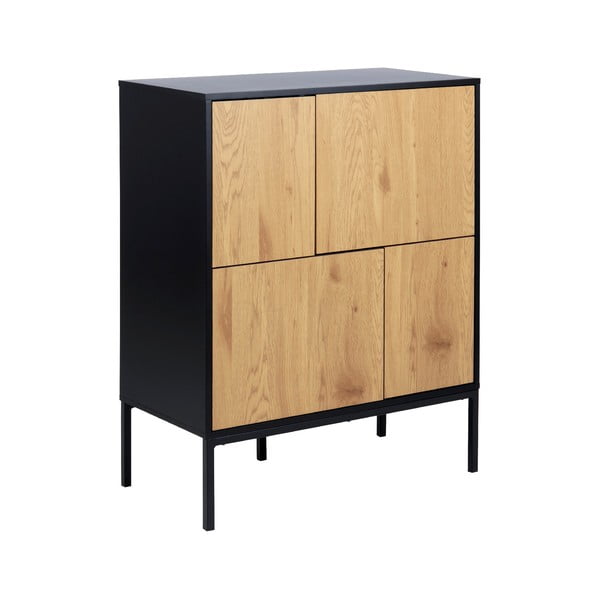 Crna/u prirodnoj boji visoka komoda u dekoru hrasta 80x103 cm Seaford – Actona-image-2