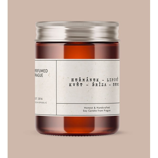 Mirisna svijeća od sojinog voska vrijeme gorenja 40 h #57 Chamomile, Linden, Birch – Perfumed Prague-image-1