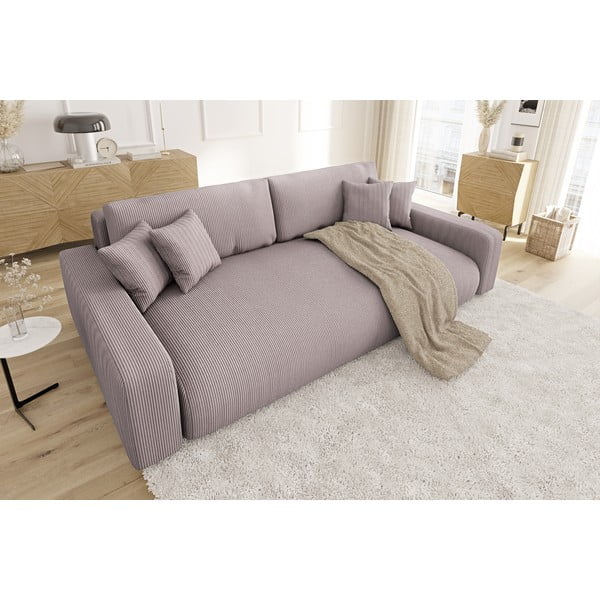 Svijetlo ružičasta sklopiva/s prostorom za odlaganje sofa od samta 234 cm Sara – Ropez-image-3