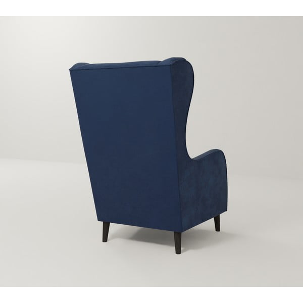 Tamno plava baršunasta wing fotelja Carole – Ropez-image-2