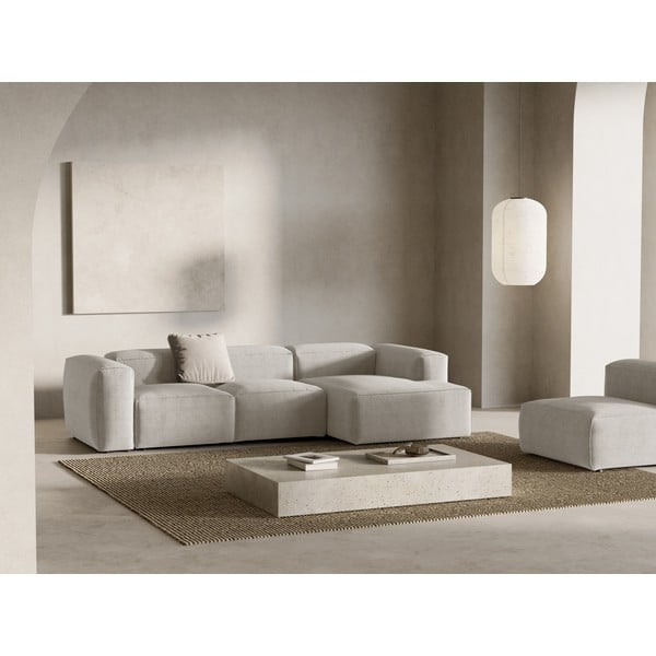 Bež kutna garnitura od samta (s desnim kutom/s ležaljkom) Bergamo – Cosmopolitan Design-image-1