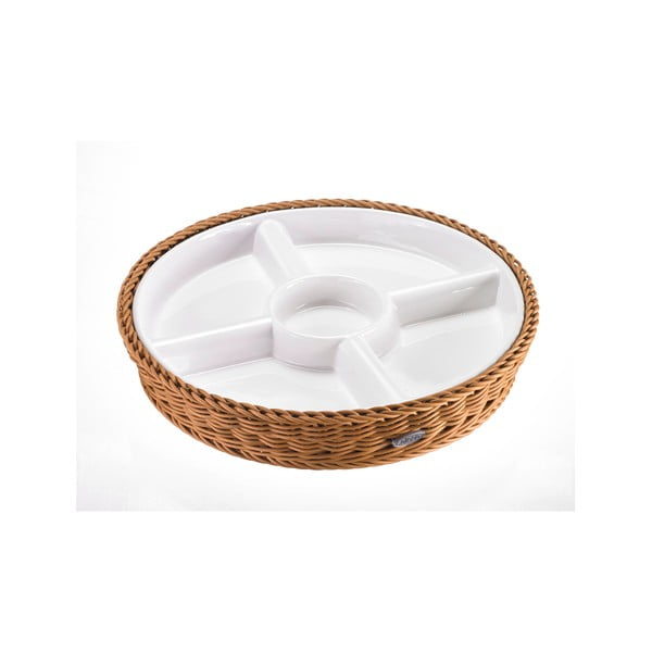 Porculanska zdjela za posluživanje u bež košari Saleen, ⌀ 28,5 cm