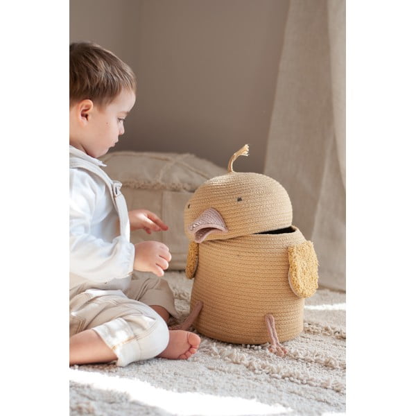 Žuta  tekstilna dječja kutija za pohranu ø 25x30 cm Charlie the Chicken – Lorena Canals-image-3