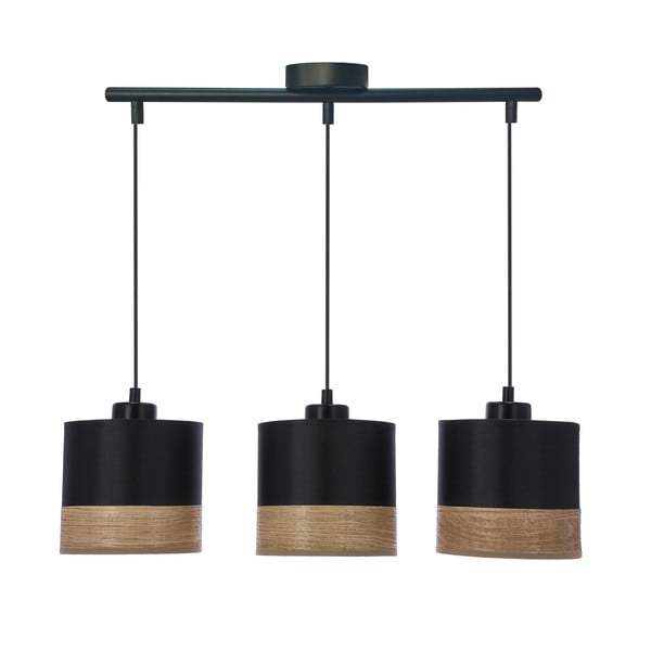 Crna viseća svjetiljka s tekstilnim sjenilom ø 15 cm Porto – Candellux Lighting