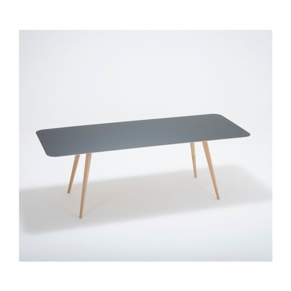 Blagovaonski stol od punog hrasta s tamnoplavom pločom Gazzda Linn, 220 x 90 cm