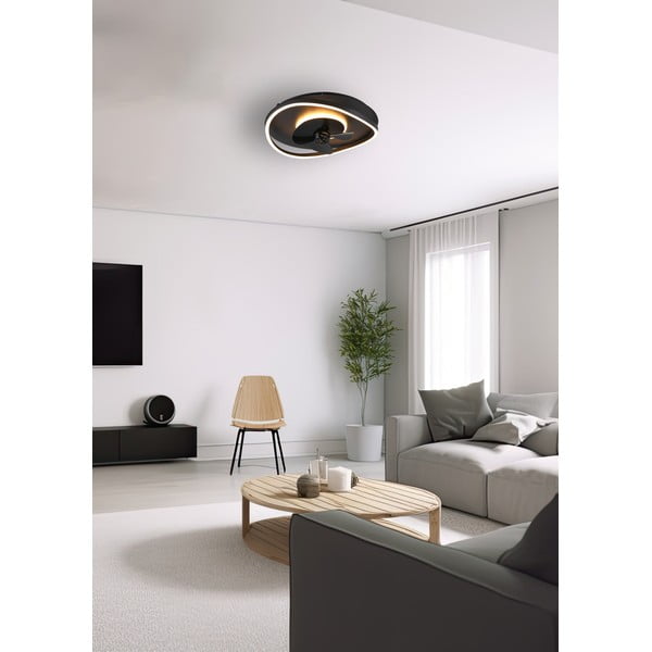 Mat crna LED stropna svjetiljka Sortland – Trio-image-1