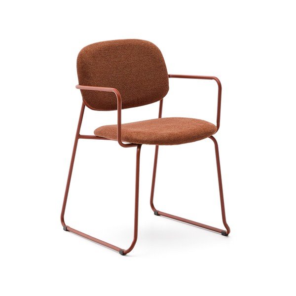 Metalna blagovaonska stolica s naslonima za ruke boja terakote Meli – Kave Home